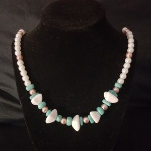 Turquoise and Pink Pearl Necklace